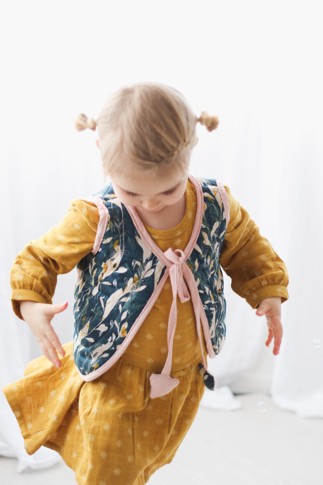 Girls Vest Flux and Dusty Rose