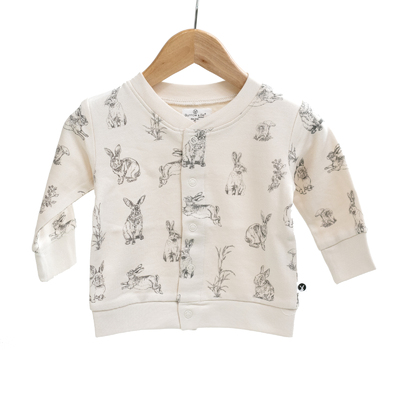 Burrowers fleece cardigan -  Almond with dark grey