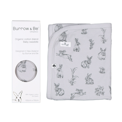 Baby Swaddle - Grey Burrowers