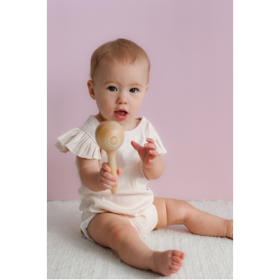Almond Blush Pointelle Flutter bodysuit