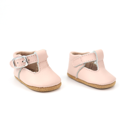 Leather Doll T Bar Shoes - Petal