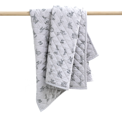 Baby Cot Quilt / Play Mat - Grey Burrowers