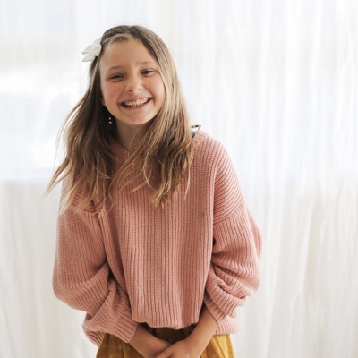 Knit Slouch Sweater - Tan Pink