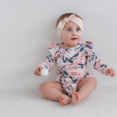 Long sleeve flutter bodysuit - Fleur print