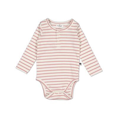 Henley Rib Bodysuit - Dusty rose stripe