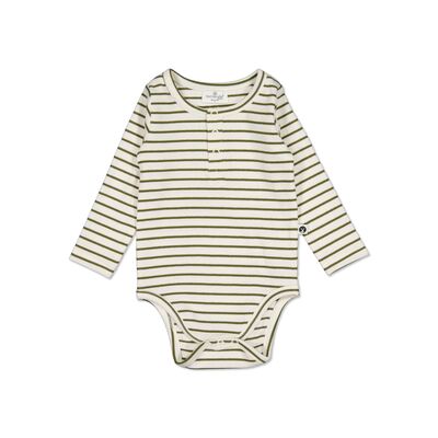 Henley Rib bodysuit - Olive stripe