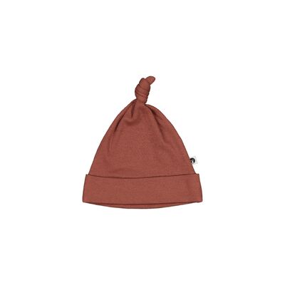 Rib Top Knot Hat - Clay