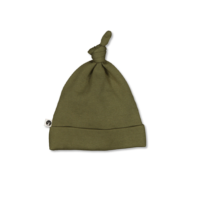 Rib Top Knot Hat - Olive