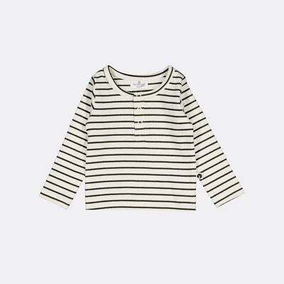 Black stripe rib henley top