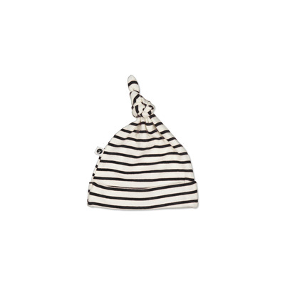 Black stripe rib top knot hat