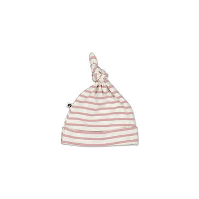 Rose Stripe rib top knot hat