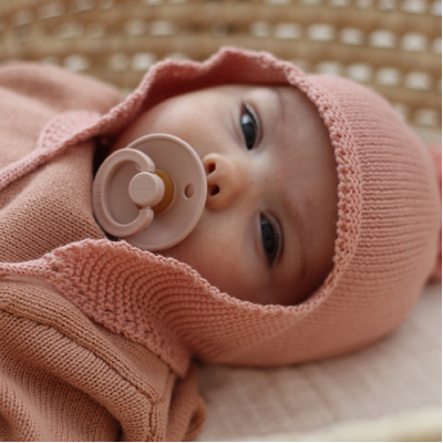 Tan Rose knit hat