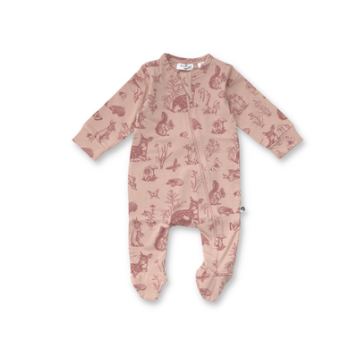 Forest Friends footed zip suit