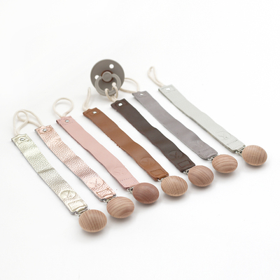 Leather pacifier clips