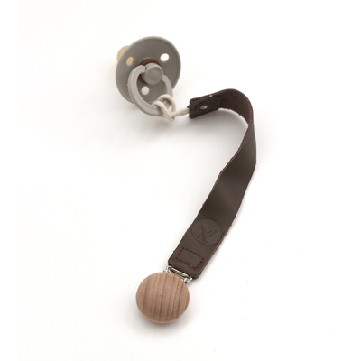 Leather pacifier clips - Coffee