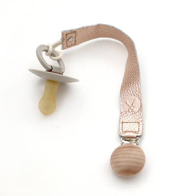 Leather pacifier clips - Rose gold