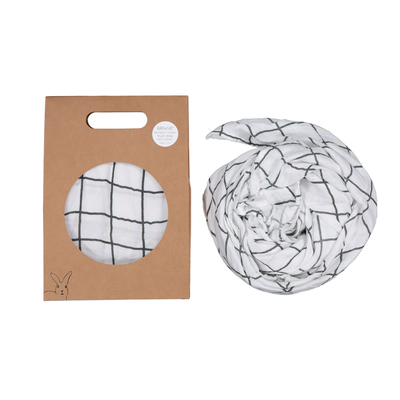 Bamboo/cotton muslin wrap - Grid Print