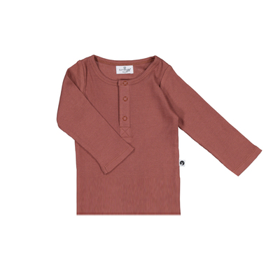 Henley rib long sleeve top - Clay