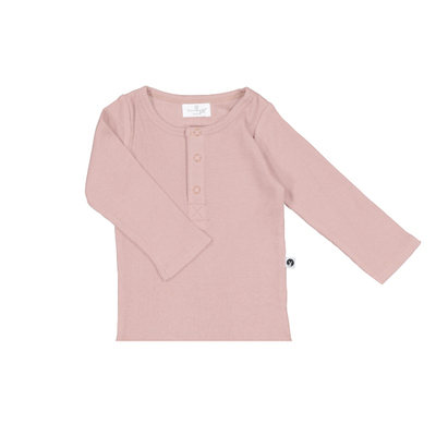 Henley rib long sleeve top - Dusty rose