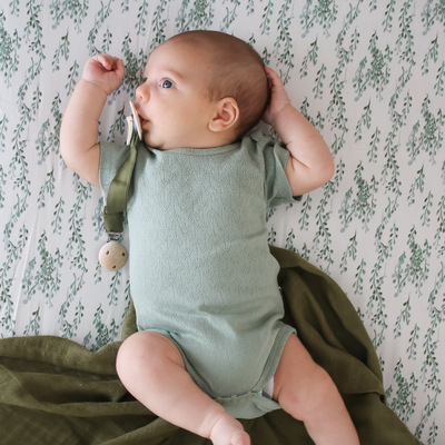 Pointelle Short sleeve body suit  - River stone
