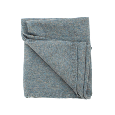 100% Wool Knit Baby Blanket - Stone Blue