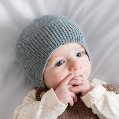 100% Wool Baby Hat - Stone Blue